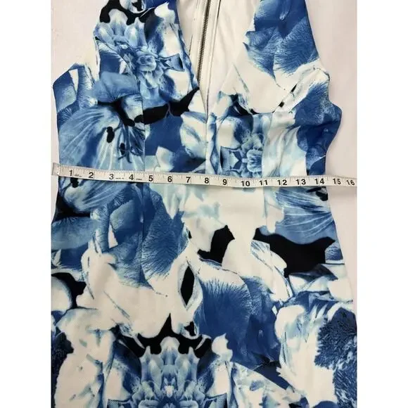 Lulu's Blue Floral Cottagecore Dress V-Neck Sheath Sleeveless Wedding Size Large - Picture 7 of 9